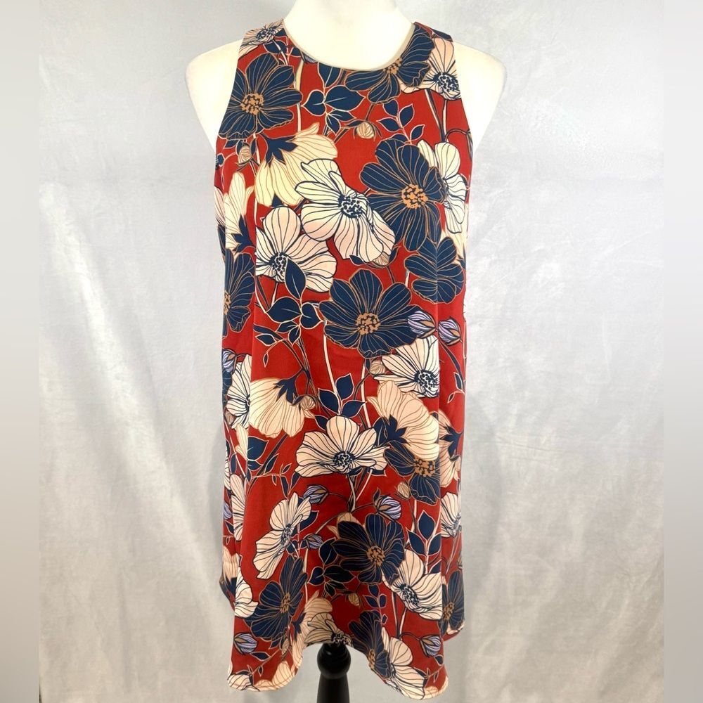 Artisan NY bold floral print sleeveless shift dress size 2